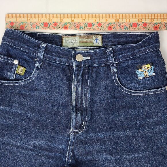 Buggirl RARE Y2K Rave 90s Wide Leg Blue Denin Jeans Size 7 - Picture 7 of 9